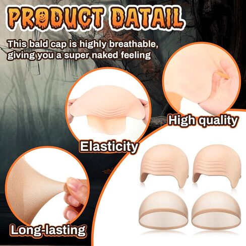 Willbond 4 PCS Bald Cap Makeup Latex Bald Head Caps للبالغين نساء ملحقات الأزياء للمكياج للمسرح Cosplay Party Cosplay in Saudi Arabia