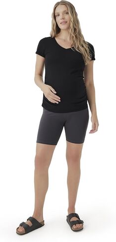 Pact Women's Made with Organic Cotton Maternity Bike Shorts Stretch Waistband Mid-Thigh Length in Saudi Arabia