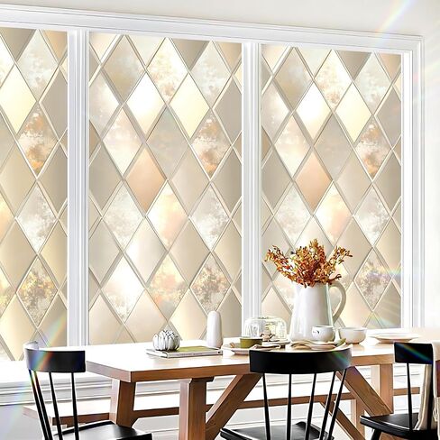 Stained Glass Window Film Privacy Decorative – Colorful Flower Frosted Static Cling Vinyl, No Glue, UV Blocking, Heat Control,Tint for Home Office Bathroom 17.7 x 39.4 Inches in Kuwait