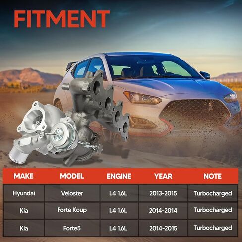 K03 Complete Turbo Turbocharger, Compatible with Hyundai Veloster 2013-2015 & Kia Forte5 2014-2015, Forte Koup 2014, 1.6L G4FJ, Replace OE 667-205, 667205, 5303-970-0306, 28231-2B700, 28231-2B701 in Saudi Arabia