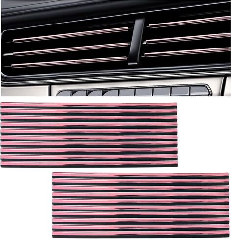 20PCS Car Air Conditioner Decoration Strips, Waterproof Auto Moulding Trim for Straight Air Vent Outlet, Universal Bendable Vent Strip Interior Accessories for Most Vehicles (Pink) in Saudi Arabia
