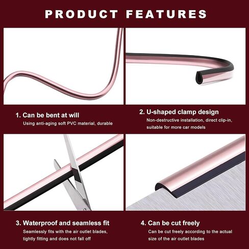 20PCS Car Air Conditioner Decoration Strips, Waterproof Auto Moulding Trim for Straight Air Vent Outlet, Universal Bendable Vent Strip Interior Accessories for Most Vehicles (Pink) in Saudi Arabia