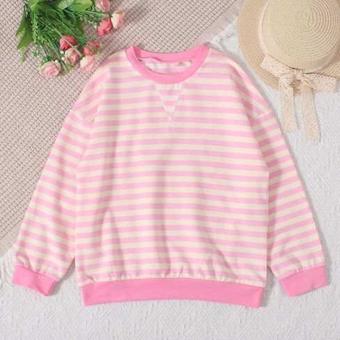 قمصان طويلة الأكمام للفتيات العصرية Crewneck Stripes Tops Teen Teen Girls Edger y2k الربيع من 6-14 سنة in Kuwait