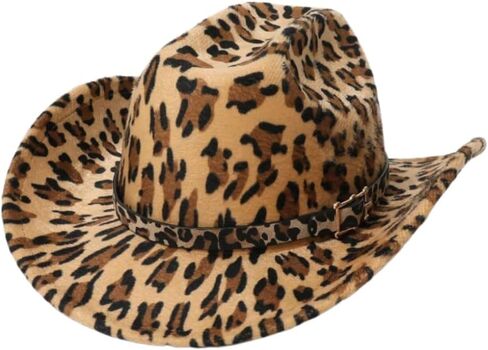 GORGLITTER Women's Cowboy Hat Cow Print Western Trendy Metal Bull Hatband Party Cowgirl Hats Vacation 2025 in Saudi Arabia