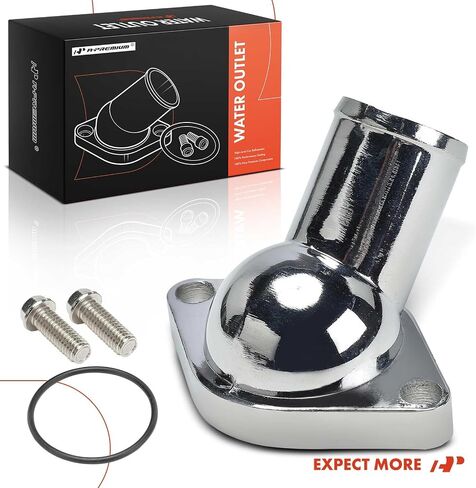 A-Premium Chrome Aluminium 45 ° Water Neck/Thermostat Housing متوافق مع Chevy Malibu ، Impala ، Camaro ، Caprice ، Chevelle ، Suburban ، Corvette ، مع P-Ring و 2 مسامير ، 4.3L 5.3L 5.7L 6.5L 7.4L 7.4L 7.4L 7.4L in Kuwait