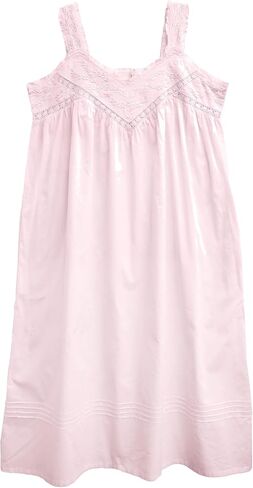 La Cera Women's Olcyless Lightgown ، القطن بنسبة 100 ٪ ، جيوب جانبية ، Lace Inset v-neckline ، ملابس النوم الصيفية in Saudi Arabia