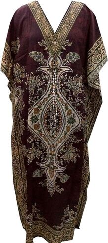 طباعة الأزهار الطويلة Caftan Tunic Dress Nightdress Beach Maxi Kaftan Nightwear بالإضافة إلى التستر على النساء in Kuwait
