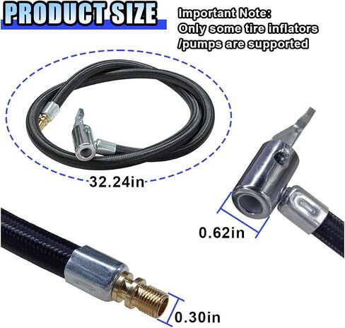 Car Tire Inflator Hose Adapter, High-Pressure Air Compressor Hose, Lock-on Air Chuck Connector Extension Tube with Converting Nuts, Quick-Inflation Hose for Tire Pump in Saudi Arabia