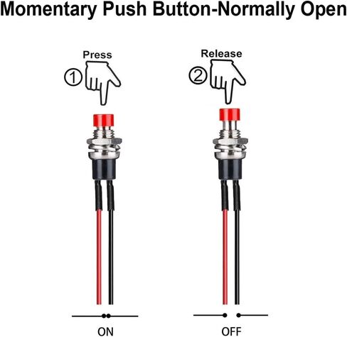 10pcs 7mm 3V-6V-12V-24V-230V/1A Prewired Mini Momentary Push Button,SPST Nomal Open ON/Off 2 Pin Round Button for Model Railway Hobby(Red) in Kuwait