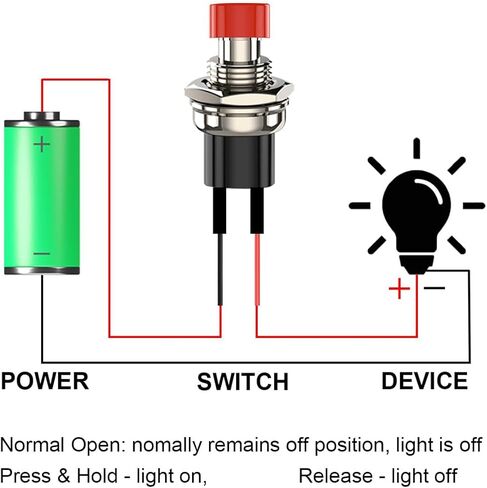 10pcs 7mm 3V-6V-12V-24V-230V/1A Prewired Mini Momentary Push Button,SPST Nomal Open ON/Off 2 Pin Round Button for Model Railway Hobby(Red) in Kuwait