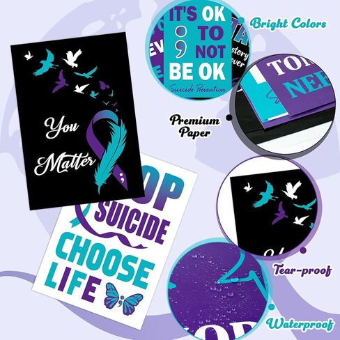 BeYumi Heart Health Awareness Poster - 9Pcs Heart Health Awareness Posters Red Ribbon Heart Disease Month Awareness Poster for Campaign School Event Supplies Classroom Charity Welfare Activities Decor in Kuwait