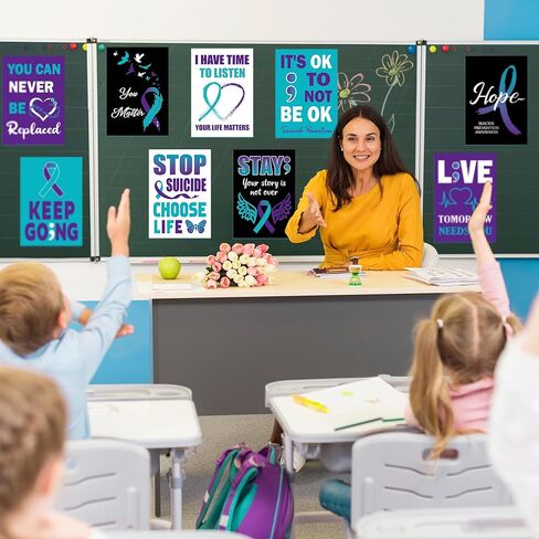 BeYumi Heart Health Awareness Poster - 9Pcs Heart Health Awareness Posters Red Ribbon Heart Disease Month Awareness Poster for Campaign School Event Supplies Classroom Charity Welfare Activities Decor in Kuwait