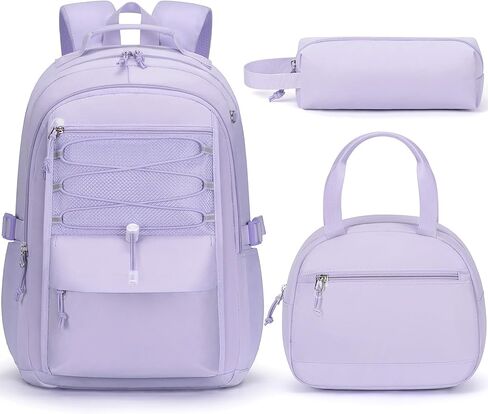 حقيبة الظهر Fimibuke Kids for Girls ، 3 PCS Proof Girls Backpack with Box Box & Pencil Case ، Lightweight Bookbag مجموعة حقيبة مدرسة Teen Girl Travel لطلاب المدارس الثانوية الابتدائية in Kuwait
