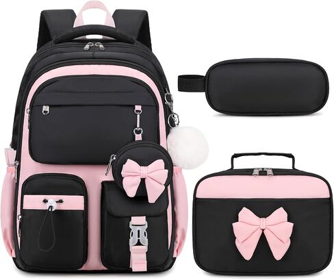 4PCS Girls Backpack for School, Kids Backpack for Girls with Lunch Box and Pencil Case, Girl Bookbag Schoolbag for Preschool Elementary Primary Middle School in Saudi Arabia