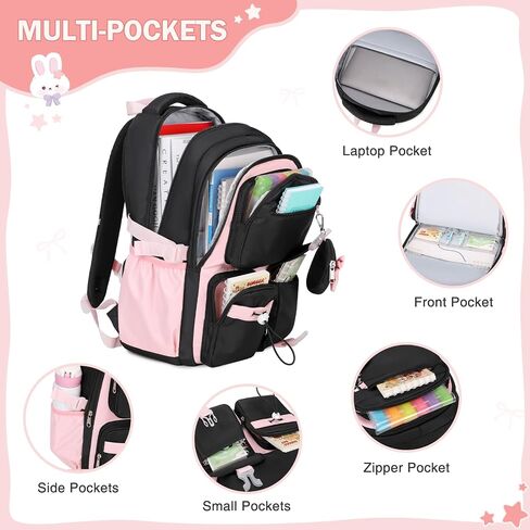 4PCS Girls Backpack for School, Kids Backpack for Girls with Lunch Box and Pencil Case, Girl Bookbag Schoolbag for Preschool Elementary Primary Middle School in Saudi Arabia