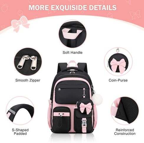4PCS Girls Backpack for School, Kids Backpack for Girls with Lunch Box and Pencil Case, Girl Bookbag Schoolbag for Preschool Elementary Primary Middle School in Saudi Arabia