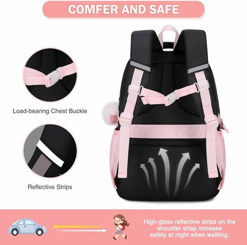 4PCS Girls Backpack for School, Kids Backpack for Girls with Lunch Box and Pencil Case, Girl Bookbag Schoolbag for Preschool Elementary Primary Middle School in Saudi Arabia