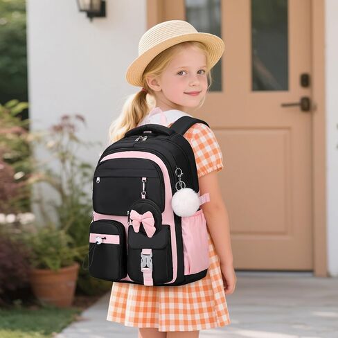 4PCS Girls Backpack for School, Kids Backpack for Girls with Lunch Box and Pencil Case, Girl Bookbag Schoolbag for Preschool Elementary Primary Middle School in Saudi Arabia