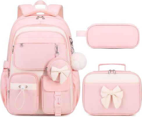 4PCS Girls Backpack for School, Kids Backpack for Girls with Lunch Box and Pencil Case, Girl Bookbag Schoolbag for Preschool Elementary Primary Middle School in Saudi Arabia