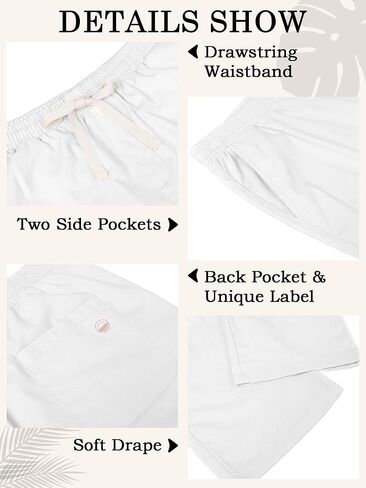 PLEPAN Men's Linen Pants Elastic Waist Drawstring Casual Summer Beach Lightweight Yoga Trousers Loose Fit in Saudi Arabia