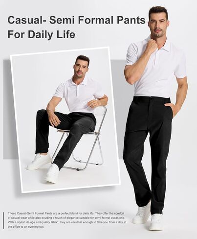 Susclude Chinos Pants Men - Straight Fit Work Pants Stretch Casual Golf Dress Office Pants for Men 2025 in Saudi Arabia