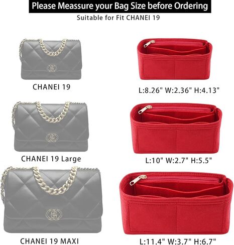 Purse Organizer Insert for CHANEL 19 Flap Bag Organizer Insert Handbag (Beige, Small) in Kuwait