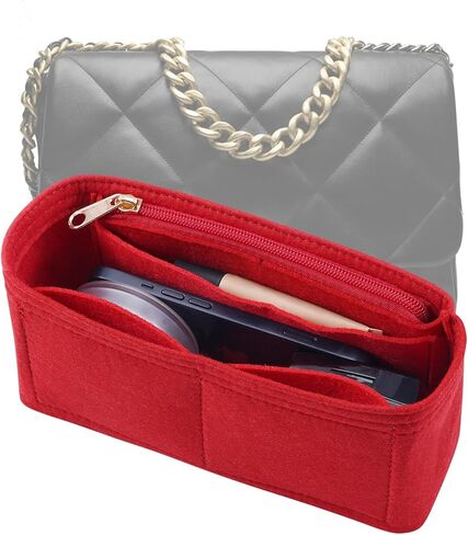 Purse Organizer Insert for CHANEL 19 Flap Bag Organizer Insert Handbag (Beige, Small) in Kuwait