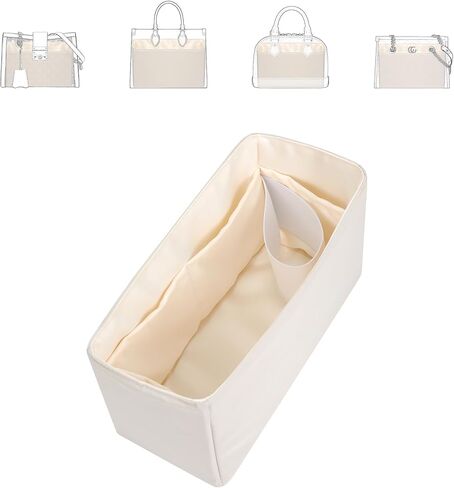 19Neat Thin Silky Purse Organizer Insert, Waterproof Nylon Surface and Satin Lining, Fits Neverfull Speedy L.ongchamp and More(Mini,Beige) in Kuwait