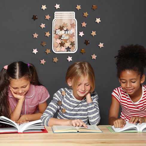 Thanksgiving Wooden Reward Jar Autumn Star Wood Cutouts with Magnetic Sticker Fall Positive Incentive Behavior Chart with Base for Student Teacher Home Classroom Management, 39Pcs in Saudi Arabia
