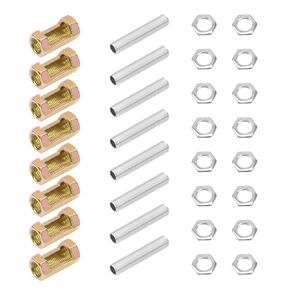 8 Sets M10 Lamp Pipe Repair Parts Kits, M10x30 Hexagon Open Nut, M10x50 All Thread Lamp Pipe Nipples, M10 Hex Lock Nut