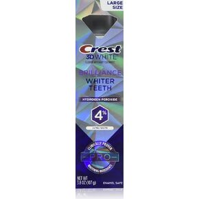 Crest 3D White Brilliance Pro Ultra White Teeth Whitening Toothpaste, 3.8 oz, Anticavity Fluoride Toothpaste, 4% Hydrogen Peroxide, Active Whitening Protection