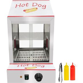 Hot Dog Machine With Bun Steamer Commercial Food Warmer Display Cabinet For Hotdogs And Buns,1500 Watts