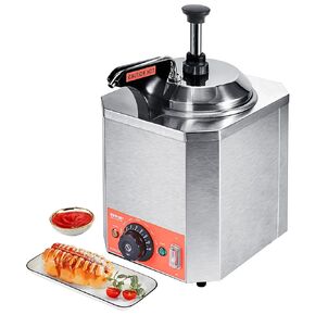 VBENLEM Cheese Warmer with Pump, 5.28 Qt Capacity Cheese Dispenser Hot Fudge Warmer, Dual Head Spout Heater 1300 W Cheese Warmer Dispenser, 30-110℃ Temp Adjustable 110 V Heated Pump Dispenser