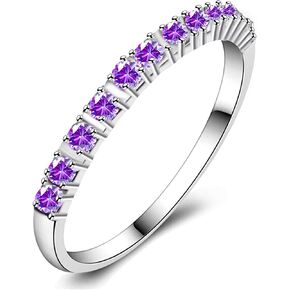 Uloveido Platinum Plated CZ Simulated Diamond Stack Eternity Band Ring J029