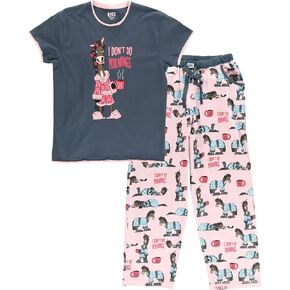 Lazy One Women's Pajama Set, Short Sleeves with Cute Prints, Relaxed Fit