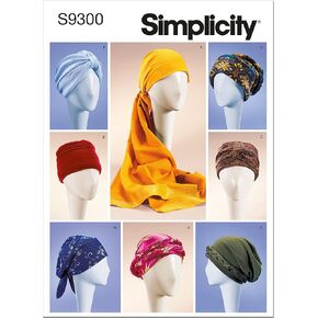 Simplicity Misses' Headwrap, Turban, and Hat Packet, Code 9200 Sewing Pattern, Sizes S-L, White