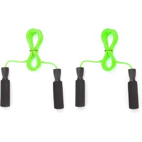 Mind Reader Adjustable, (Pack of 2) Skipping, Rapid Jumping Rope Cable 5.25" Memory Foam Ergonomic Handles, Black, 2 Pack
