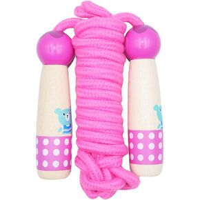 Jump Rope for Kids Adjustable Length Cotton Rope with Wooden Handle for Boys and Girls Sport Fitness Exercise