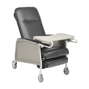 Drive Medical 3 Position Heavy Duty Bariatric Geri Chair Recliner, Reclining Clinical Chair with Armrests and Tray, Extra Wide Seat, Charcoal