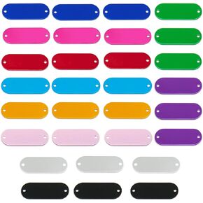 24 Pack Anodized Aluminum Blank Tags Metal Pet ID Tags with 2 Holes for Laser Engraving Stamping for DIY Art Craft Gifts Black