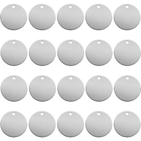40Pack 3/4 Inch Aluminum Stamping Blanks Heavy Guage 12ga. Round Smooth Deburred Edges Hand Personalized Jewelry Tags w/Hole