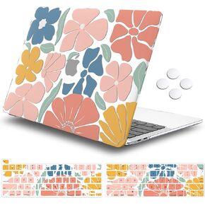 iCasso متوافق مع حافظة MacBook Pro 13 بوصة 2024 2023 2022-2016، M2 M1 A2338 A2251 A2289 A2159 A1989 A1708 A1706، حافظة حماية صلبة + غطاء لوحة مفاتيح + واقي شاشة، زهرة خضراء