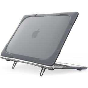 ProCase for MacBook Pro 16 2019 A2141, Heavy Duty Hard Shell Dual Layer Protective Cover with Fold Kickstand -Grey