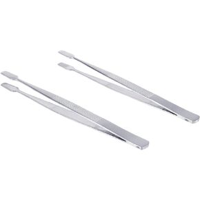 SUPVOX 2pcs Stamp Tweezers Philately Stamps Collector Tools (Silver)