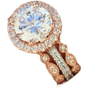 18k Rose Gold 3 Piece Ring Set Cubic Zirconia Bride Promise Rings Set CZ Eternity Engagement Wedding Band Ring Sets for Women (US Code 11)