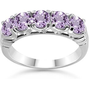 Sterling Silver Amethyst Half Eternity Band Ring for Women