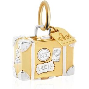 Two-tone Vintage Suitcase Travel Charm with Stickers