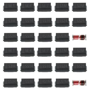 300PCS SMD Diodes Assorted Set Rectifier/Fast Recovery/Switching/Schottky Diode 15 Values M1 M4 M7 S1M S2M S3M SS14 SS16 SS24 SS26 SS34 SS36 RS1M US1M LL4148