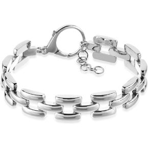 QUADRI - Premium Quality Certified Made in Italy for Women - Pure 925 Sterling Silver Italian 11.3mm Stampato bracelet 7 to 8.5 adjustable - Gift Box Included