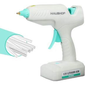 HAUSHOF Hot Glue Gun, 60W Cordless Glue Gun with 20pcs Full-Size Glue Sticks, Fast Preheating & High Temp, Cordless Hot Glue Gun Kit for DIY, Arts, Crafts, Home Decoration